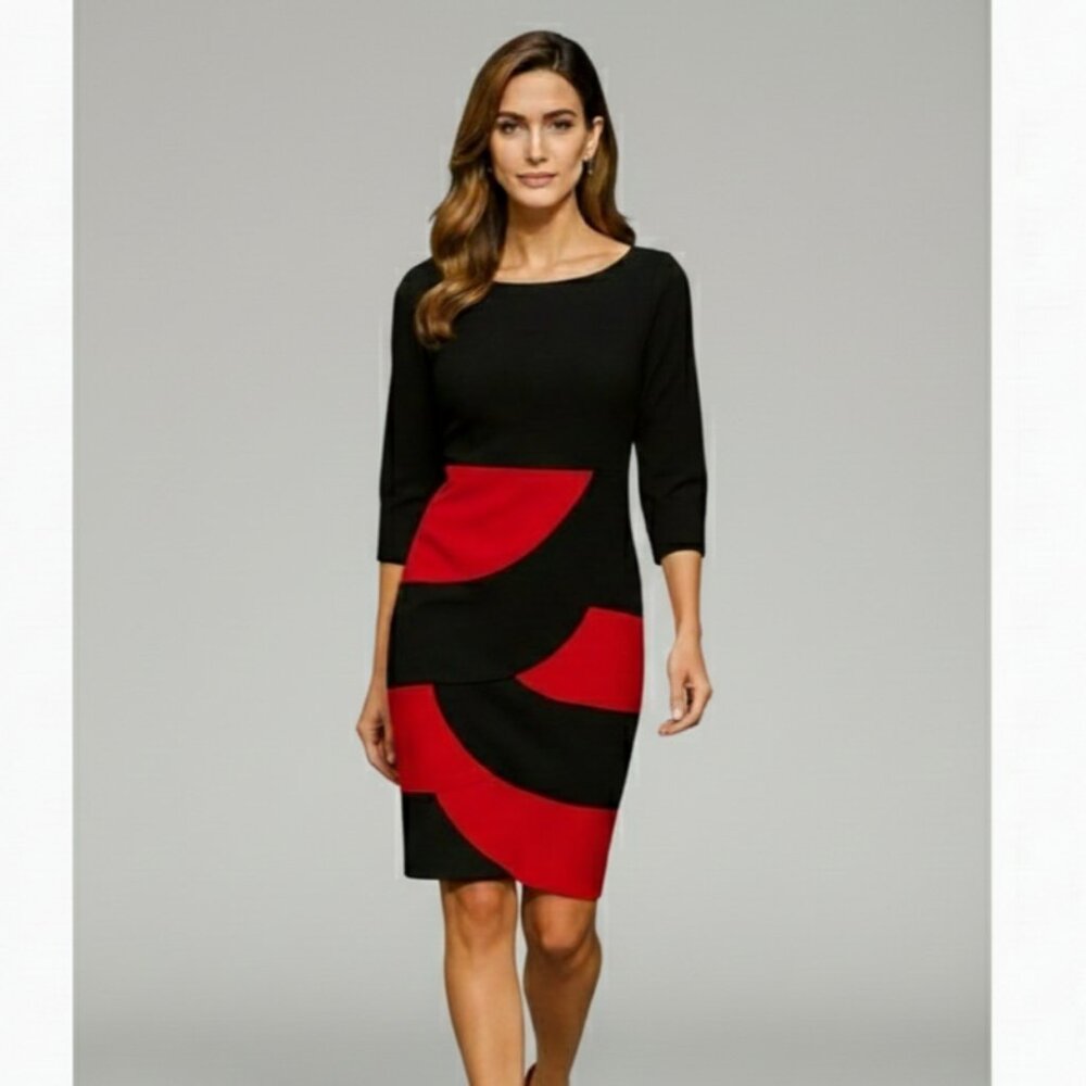 NWT Cartise Black & Red Tiered Cocktail Dress — Made in Canada — Size 6